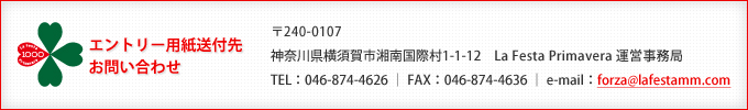 エントリー用紙送付先・お問い合わせ